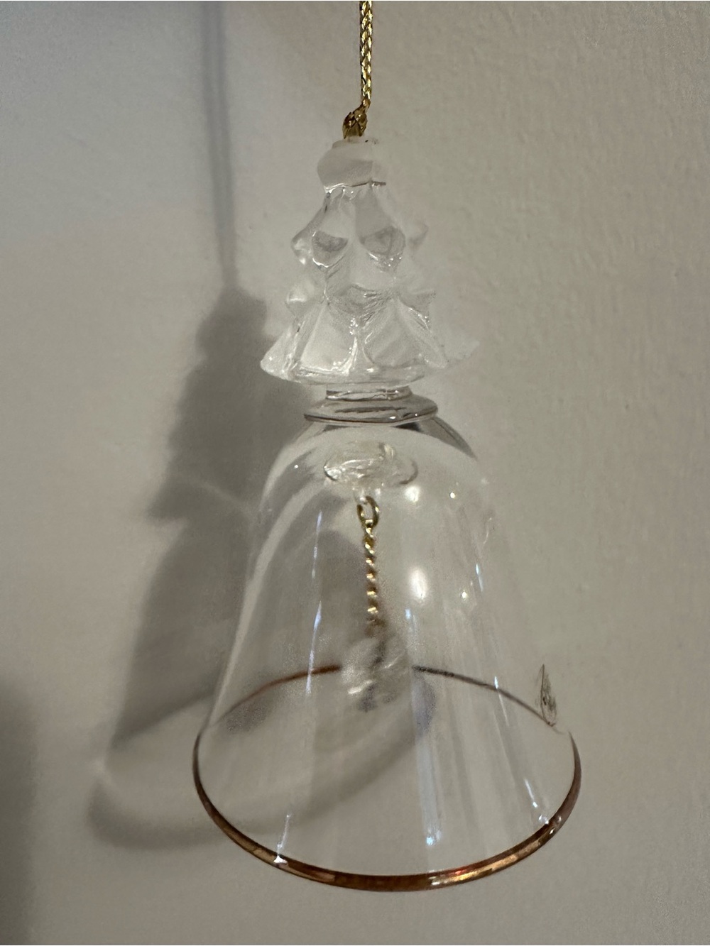 Lenox Clear Glass Bell Ornament with Gold Trim
